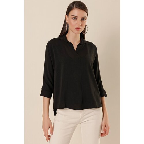 By Saygı Polo Neck Three Quarter Sleeve Ayrobin Blouse Cene
