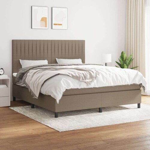  Box spring postelja z vzmetnico taupe 180x200 cm blago, (20791104) Slike
