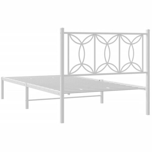  Metalni okvir za krevet s uzglavljem bijeli 100x190 cm Slike