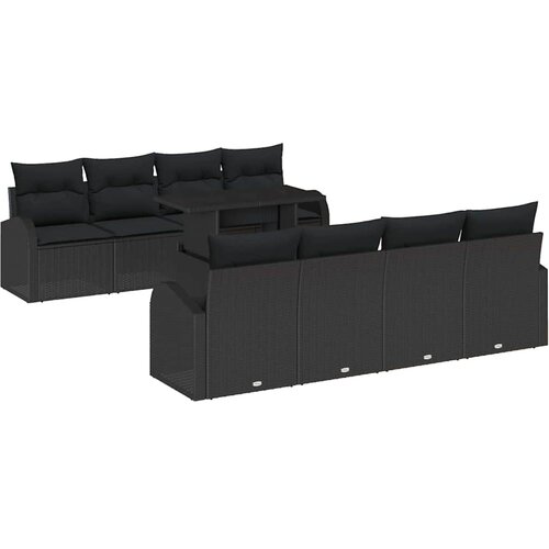  Sjedeća garnitura za vrt 9 kom. Crna Poli Ratan 234 x 179 x 85 cm Slike
