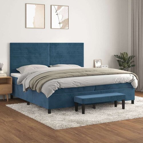  Box spring postelja z vzmetnico temno modra 200x200 cm žamet, (20900965) Slike