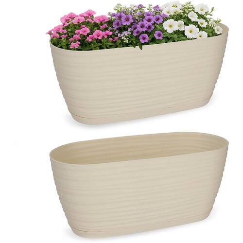 KADAX cvetlični lonec 27 cm ovalni plastični cvetlični lonec kremne barve, (5000353612) Slike