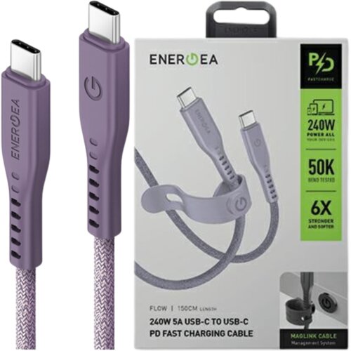 Energea FLOW USB-C V USB-C KABEL 1,5M 240W 5A PD FAST CHARGE VIJOLIČEN, (21980596) Cene