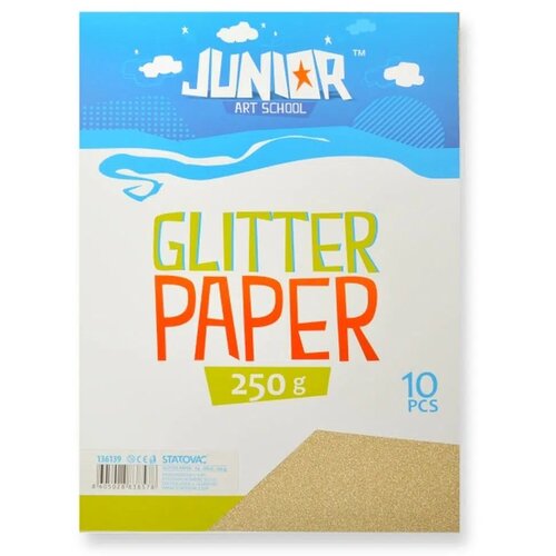 Junior jolly Glitter Paper, papir sa šljokicama, A4, 250g, 10K, odaberite nijansu Zlatna Slike