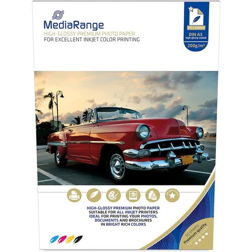  Papir foto glossy ink jet a3 mediarange 297x420mm 200g 1/50 Cene