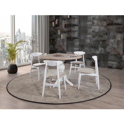 Hanah home Albero131 Natural Dining Table & Chairs Set (5 Pieces) Cene
