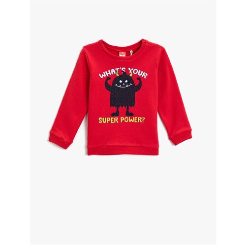 Koton Monster Print Crew Neck Sweatshirt Cotton Slike
