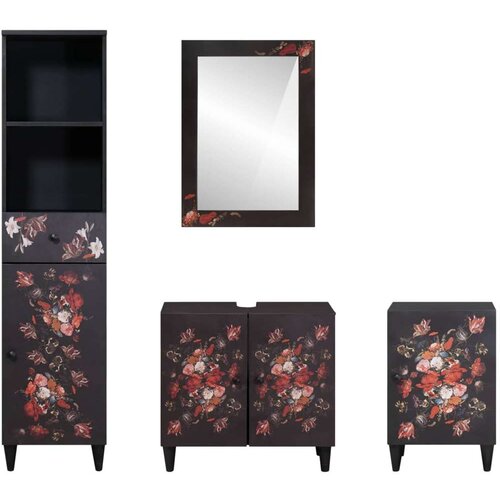  Set ormarića za kupaonicu s ladicama 4 pcs Čvrsto drvo manga Slike