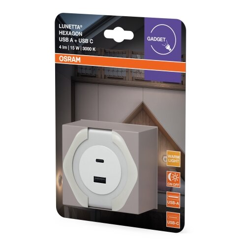 Osram LED noćno svetlo za utičnicu sa USB LUNETTA LED/15W/230V Slike