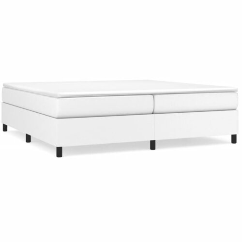  Okvir za krevet s oprugom bijela 200x200 cm od umjetne kože Slike