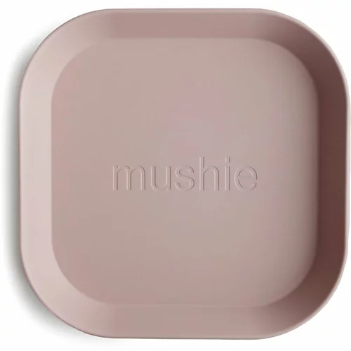 Mushie Square Dinnerware Plates krožnik Blush 2 kos
