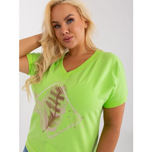 Fashion Hunters Light green blouse plus size with print Slike