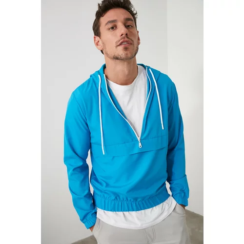 Trendyol Blue Men's Hood slim fit sports sweatshirt