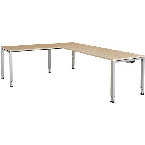 mauser Pisalna miza, kotna, spodnji del iz kvadratne/okrogle cevi, VxŠxG 650 - 850 x 2000 x 800 mm, kotni element na levi strani (širina 1200 mm), plo Cene