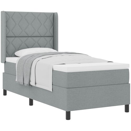  Krevet s opruga kutije Svijetlo siva 200 x 90 cm tkanina Slike