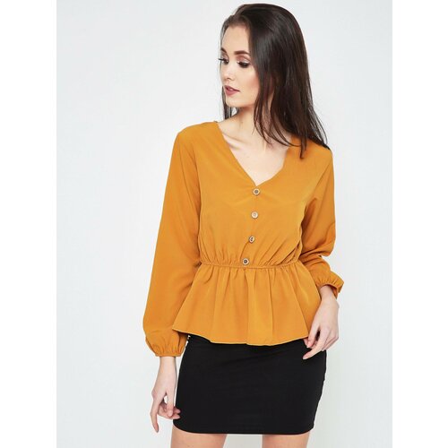 Yups Blouse with buttons and neckline in mustard v-neck Cene