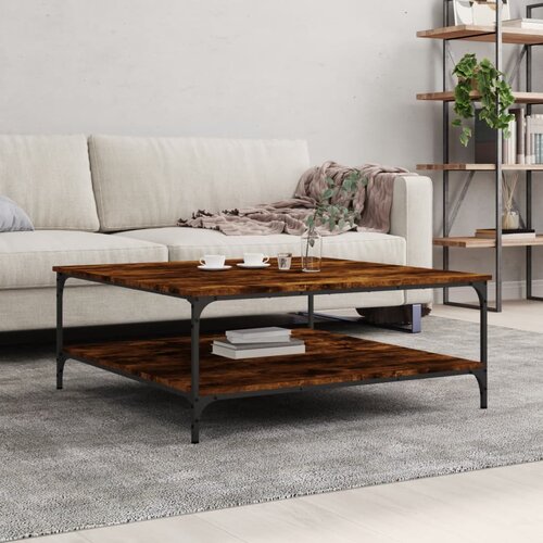 The Living Store Klubska mizica dimljeni hrast 100x100x40 cm inženirski les - Klubska Mizica, (21575232) Slike