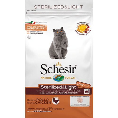 Schesir cat dry sterilized & light 1.5 kg Slike