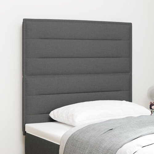 VidaXL LED vzglavnik zasnova linij temno siva 100 cm tkanina Slike