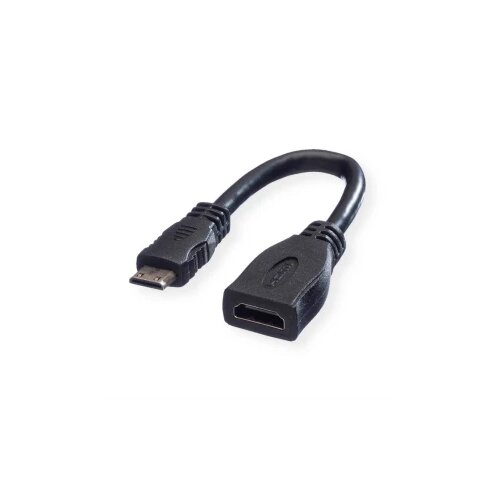 Value HDMI priključni kabel HDMI A utičnica, HDMI Mini C utikač 0.15 m crna 11.99.5586 sa zaštitom HDMI kabel Cijene