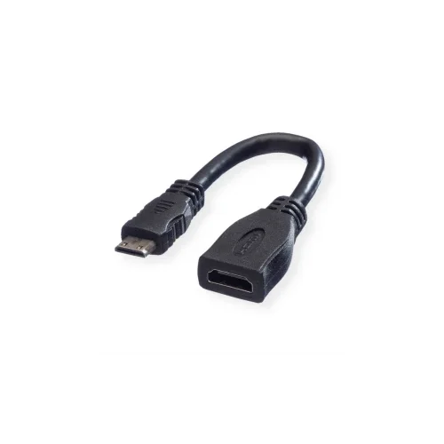 Value HDMI priključni kabel HDMI A utičnica, HDMI Mini C utikač 0.15 m crna 11.99.5586 sa zaštitom HDMI kabel