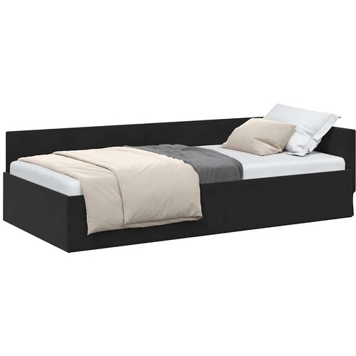 VidaXL Kutni okvir kreveta Crna 90 x 200 cm Velvet i inženjerski drvo Slike