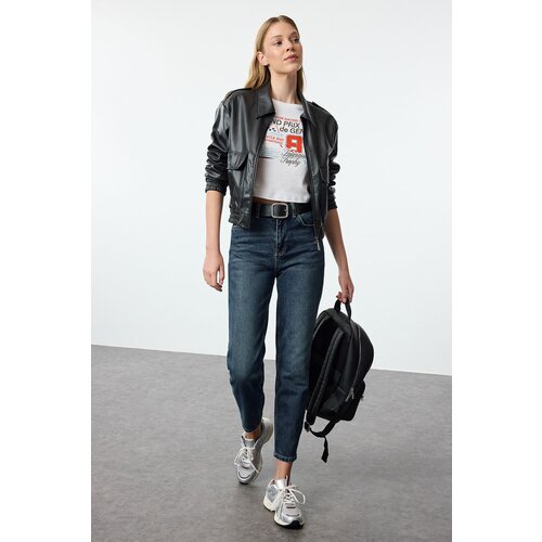 Trendyol dark Blue High Waist Slim Mom Jeans Slike