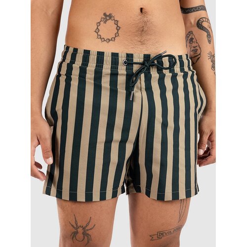 Urban Classics Striped Seersucker Swim Boardshorts bottlegreen / unionbeige Cene