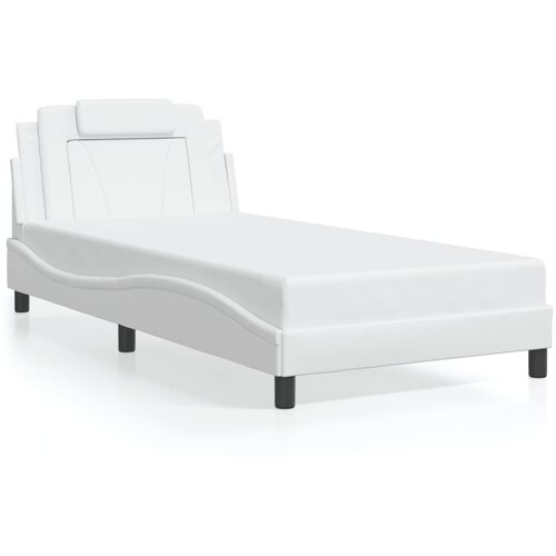  The Living Store Posteljni okvir z vzglavjem bel 100x200 cm umetno usnje - Posteljni Okvir, (21450815) Slike