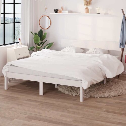  Okvir za krevet masivna borovina bijeli 150 x 200 cm bračni Cijene