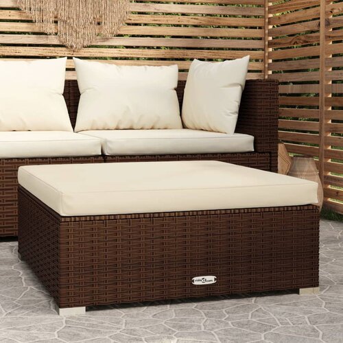 The Living Store Vrtni stolček z blazino rjav 70x70x30 cm poli ratan - Vrtni Stolček, (21427773) Slike