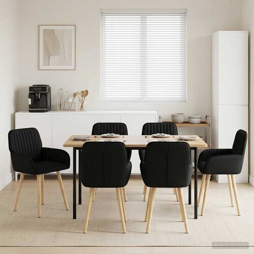 VidaXL Trpezarijske stolice 6 pcs Tkanina Crna 56,5 x 50 x 87,5 cm Slike