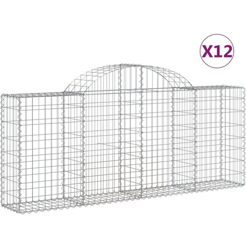  Lučne gabionske ko&amp;scaron;are 12 kom 200x30x80/100cm pocinčano željezo Slike