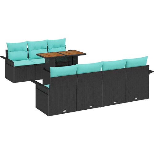vidaXL Vrtna sedežna garnitura s shranjevanjem 8 pcs Črna Poly ratan, (5000022111) Cene
