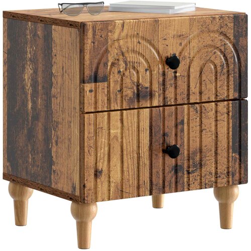  Noćni ormar s ladicama 2 pcs Staro drvo 43 x 34,5 x 48 cm Slike
