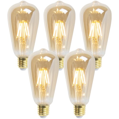 LUEDD Komplet 5 E27 zatemnjenih LED sijalk ST64 goldline 5W 380 lm 2200K Slike