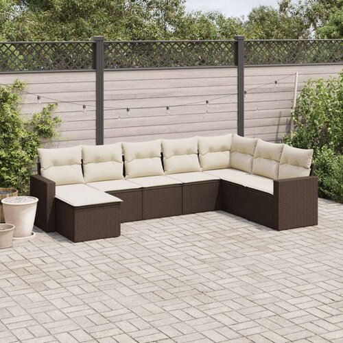 vidaXL 8-dijelni set vrtnih sofa s jastucima smeđi od poliratana Cijene
