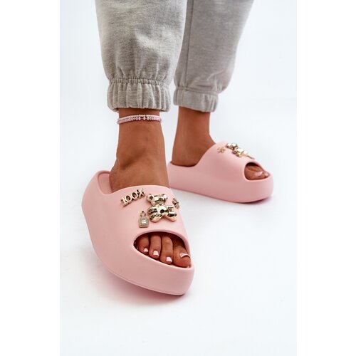 Boto Women's Lightweight Foam Slides with Pink Decorations Orchia Cene