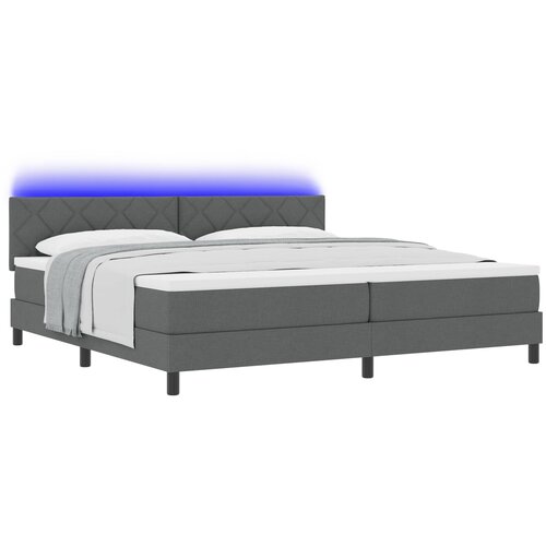 VidaXL Box Spring Krevet s Madracem &amp;amp; LED Tamno Sivi 200x200 cm Tkanina Slike