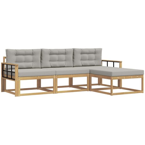 vidaXL Zunanja garnitura za sedenje 4 pcs Bela in svetlo siva, (5000281970) Cene