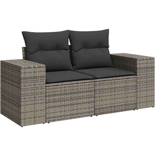  6-dijelni set vrtnih sofa od poliratana s jastucima sivi Slike