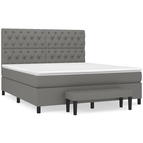 VidaXL Box spring postelja z vzmetnico temno siva 160x200 cm blago, (20788893) Slike