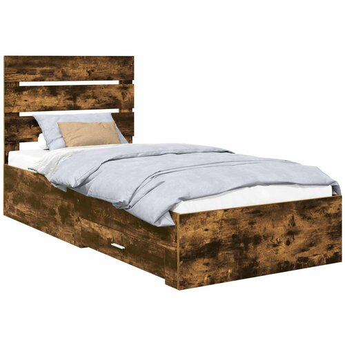 vidaXL Konstrukcija postelje Siv hrast in srebrna 75 x 190 cm, (5000113597) Cene