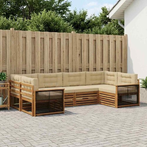  Set vanjskih sofa 6 kom. Prirodna i bež Čvrsto drvo akacije Cene