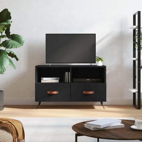 The Living Store TV omarica črna 80x36x50 cm inženirski les - TV Omarica, (21434626) Cene