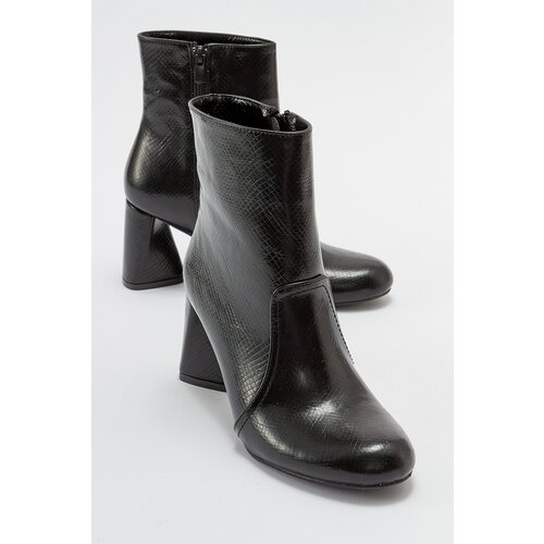 LuviShoes MIANO Women's Black Patterned Heeled Boots. Slike