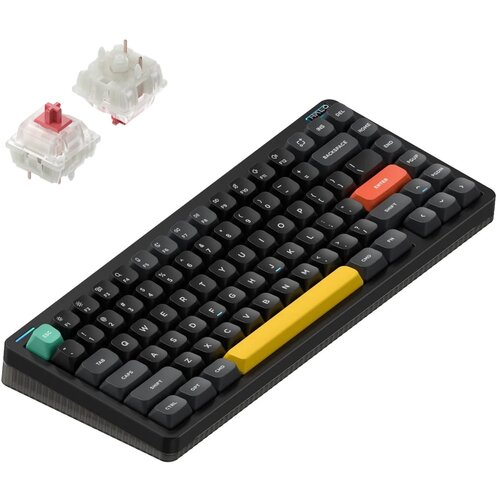 Nuphy Halo75 v2 Brezžična Mehanska Tipkovnica / Obsidian Black Silent Red Clear-Top Switch, (22126140) Cene