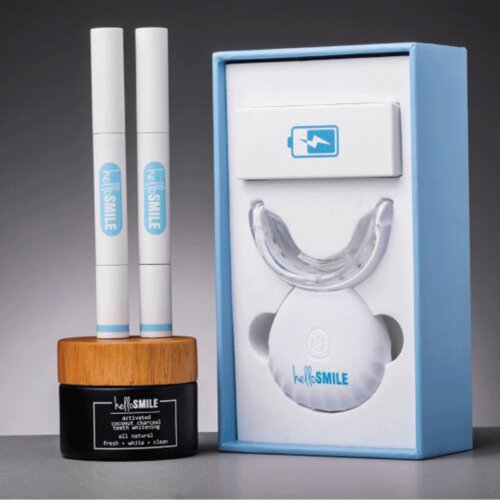 HELLO SMILE aktivni ugalj i pro paket (led aparat i 2 olovke za beljenje zuba) black & white offer Cene