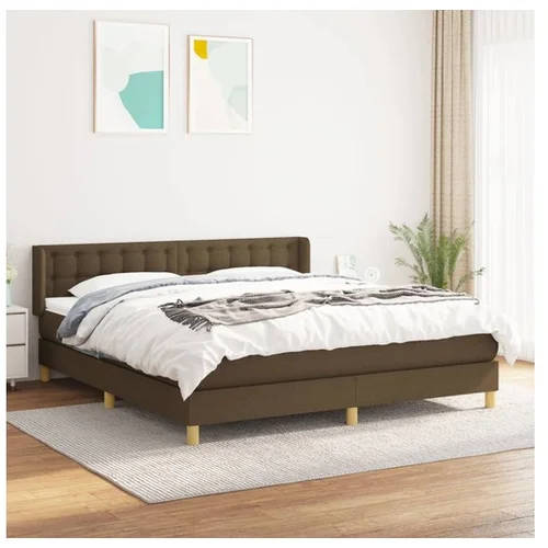 vidaXL Box spring postelja z vzmetnico temno rjava 160x200 c