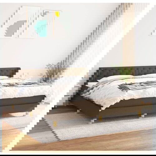 VidaXL Krevet s oprugama i madracem tamnosmeđi 160x200 cm tkanina Slike